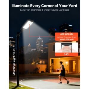 8000w solar street lights outdoor, 450000lm, commercial parking lot lights dusk to dawn, led flood security lamp with motion sensor, ip65 waterproof outdoor lighting, for driveway yard, 3 pack