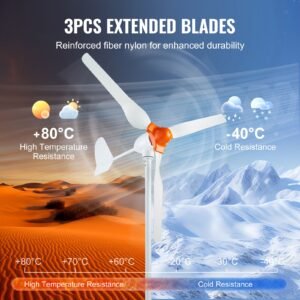 800w wind turbine generator, 12v wind turbine kit, 3 blade wind power generator with mppt controller, adjustable windward direction & 2.5m/s start wind speed, suitable for home, farm, rvs, boats