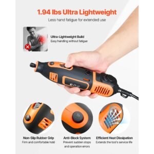 84 piece rotary tool kit, 200w mini power rotary tool corded , 6 level speed 8000 40000 rpm multi purpose diy tools for engraving, sanding, polishing, carving, grinding, cutting, diy crafts