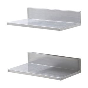 8.6" x 16" stainless steel shelf, wall mounted floating shelving with backsplash, 44 lbs load capacity commercial shelves, heavy duty storage rack for restaurant, kitchen, bar, home, and hotel