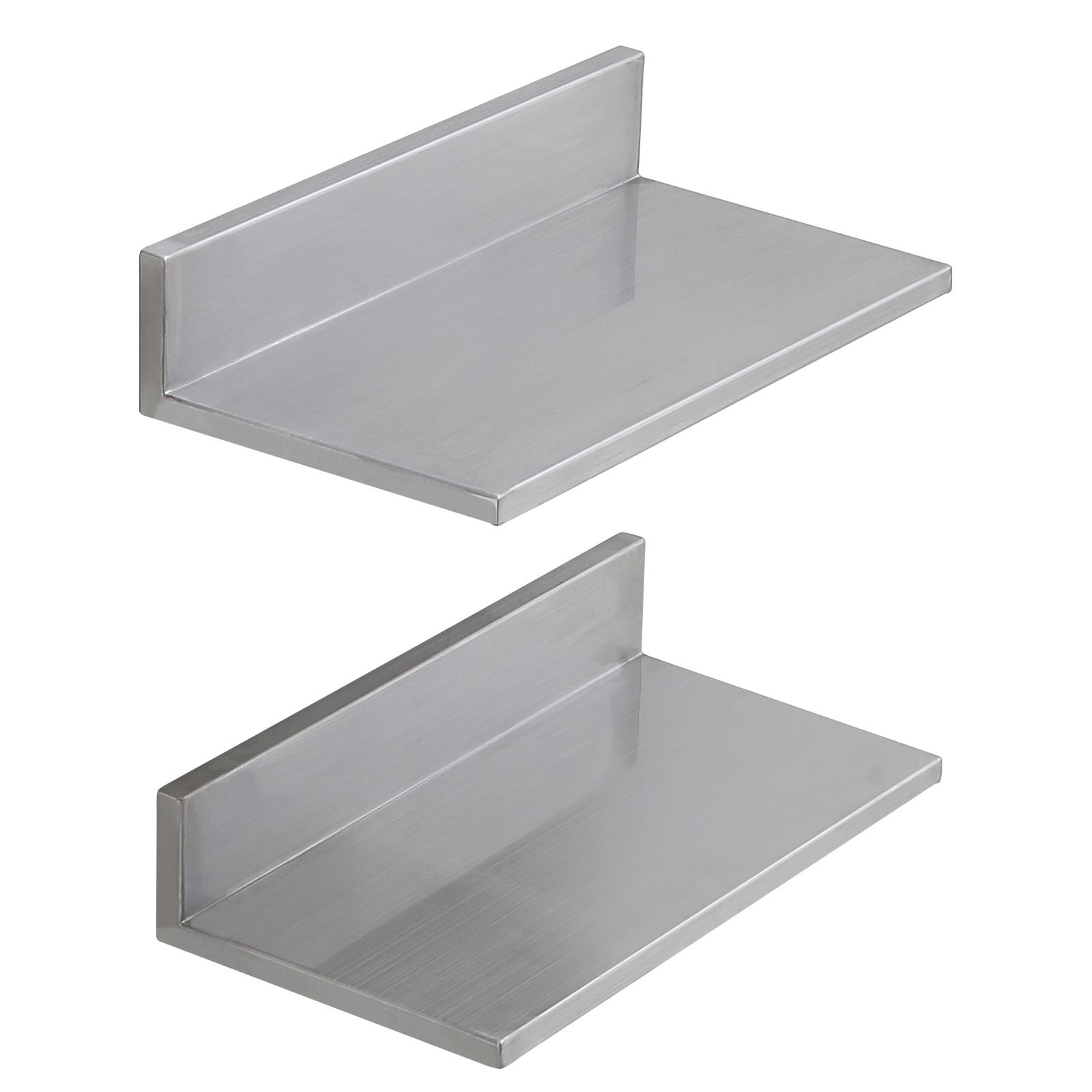 8.6" x 16" stainless steel shelf, wall mounted floating shelving with backsplash, 44 lbs load capacity commercial shelves, heavy duty storage rack for restaurant, kitchen, bar, home, and hotel