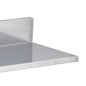 8.6" x 24" stainless steel shelf, wall mounted floating shelving with backsplash, 44 lbs load capacity commercial shelves, heavy duty storage rack for restaurant, kitchen, bar, home, and hotel