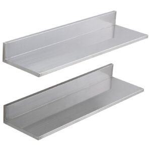 8.6" x 30" stainless steel shelf, wall mounted floating shelving with backsplash, 44 lbs load capacity commercial shelves, heavy duty storage rack for restaurant, kitchen, bar, home, and hotel