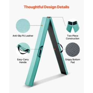 8ft folding balance beam for kids, 200lbs stable support gymnastics floor beam with non slip mats, gymnastics training equipment with anti slip bottom and carrying bag for home gym, mint green