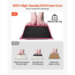 8ft folding balance beam for kids, 200lbs stable support gymnastics floor beam with non slip mats, gymnastics training equipment with anti slip bottom and carrying bag for home gym, pink