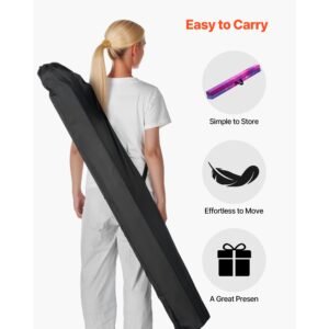 8ft folding balance beam for kids, 300lbs stable support gymnastics floor beam with non slip mat, wood core gymnastics training equipment with anti slip bottom & carry bag for home gym, galaxy