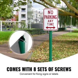 8ft u channel sign post, 4pack green heavy duty steel fixed fence post, steel fence u channel sign for garden, courtyard, farm or traffic intersection