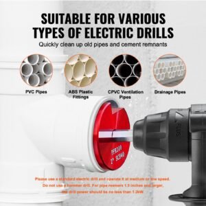 8pcs pvc pipe reamer kit, 8 piece, plastic pipe fitting socket saver kit, includes 1/2'', 3/4", 1", 1 1/4'', 1 1/2", 2", 3", 4'', for pvc, cpvc, abs fittings, for exhaust, drain, pipes cleaning
