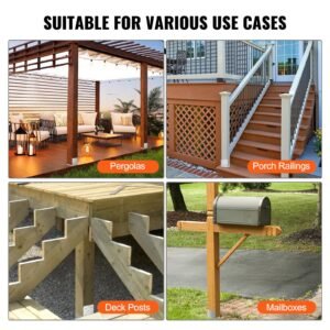8"x 8" post base, 4pcs stainless steel adjustable post anchor bracket(internal 7.8 x 7.3"), adjustable post base for pavilion deck porch handrail railing support decorative anchor plate