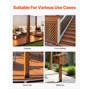 8x8 post base 2 pcs, inner size 7.9x7.5 inch / 200x190 mm post brackets, heavy duty carbon steel decking posts, wood posts brackets for pavilion deck railing support deck base plate, black