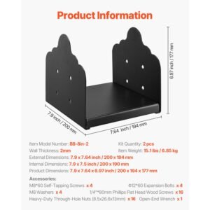 8x8 post base 2 pcs, inner size 7.9x7.5 inch / 200x190 mm post brackets, heavy duty carbon steel decking posts, wood posts brackets for pavilion deck railing support deck base plate, black