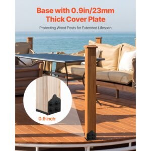 8x8 Post Base 2 Pcs, Inner Size 7.9x7.5 inch / 200x190 mm Post Brackets, Heavy Duty Carbon Steel Decking Posts, Wood Posts Brackets for Pavilion Deck Railing Support Deck Base Plate, Black