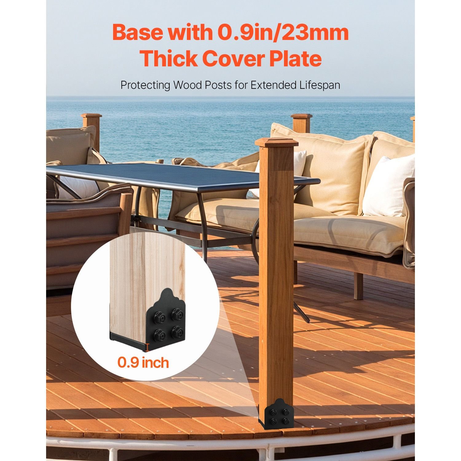 8x8 post base 2 pcs, inner size 7.9x7.5 inch / 200x190 mm post brackets, heavy duty carbon steel decking posts, wood posts brackets for pavilion deck railing support deck base plate, black