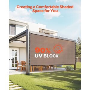 90% sun shade cloth, 10 x 12 ft pergola shade cover with stainless steel grommets, sun shades canopy privacy screen with 140 gsm hdpe material, for outdoor, patio, garden, and backyard (brown)
