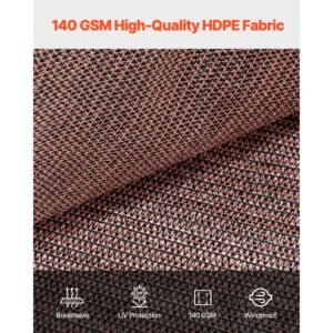 90% sun shade cloth, 10 x 12 ft pergola shade cover with stainless steel grommets, sun shades canopy privacy screen with 140 gsm hdpe material, for outdoor, patio, garden, and backyard (brown)