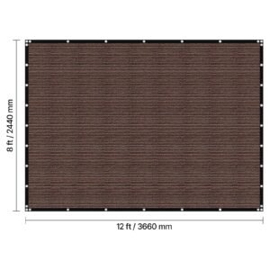 90% sun shade cloth, 8 x 12 ft pergola shade cover with stainless steel grommets, sun shades canopy privacy screen with 140 gsm hdpe material, for outdoor, patio, garden, and backyard (brown)