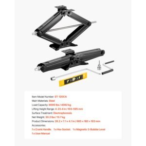 9000 lbs rv scissor jacks, 4 23.4 in rv stabilizer leveling scissor jacks, set of 2, heavy duty stabilizer jack with crank handle, socket and bubble levels, not easily bent or deformed