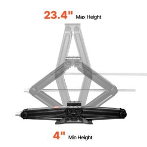 9000 lbs rv scissor jacks, 4 23.4 in rv stabilizer leveling scissor jacks, set of 2, heavy duty stabilizer jack with crank handle, socket and bubble levels, not easily bent or deformed
