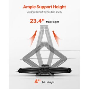 9000 lbs rv scissor jacks, 4 23.4 in rv stabilizer leveling scissor jacks, set of 4, heavy duty stabilizer jack with crank handle, socket and bubble levels, not easily bent or deformed