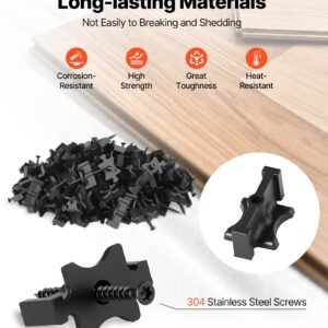 900pcs hidden deck fasteners for composite decking board, universal composite t clips & plastic hidden fasteners with metal screws,polypropylene pp clips works with 0.26 inch gaps, black