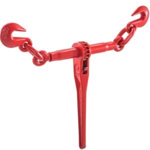 9215lbs 3/8" – 1/2" ratchet binders 9,215 lbs secure working load, g70 hooks and adjustable length, for grade 70 80 chains, tie down, hauling, towing, 2 pack, red