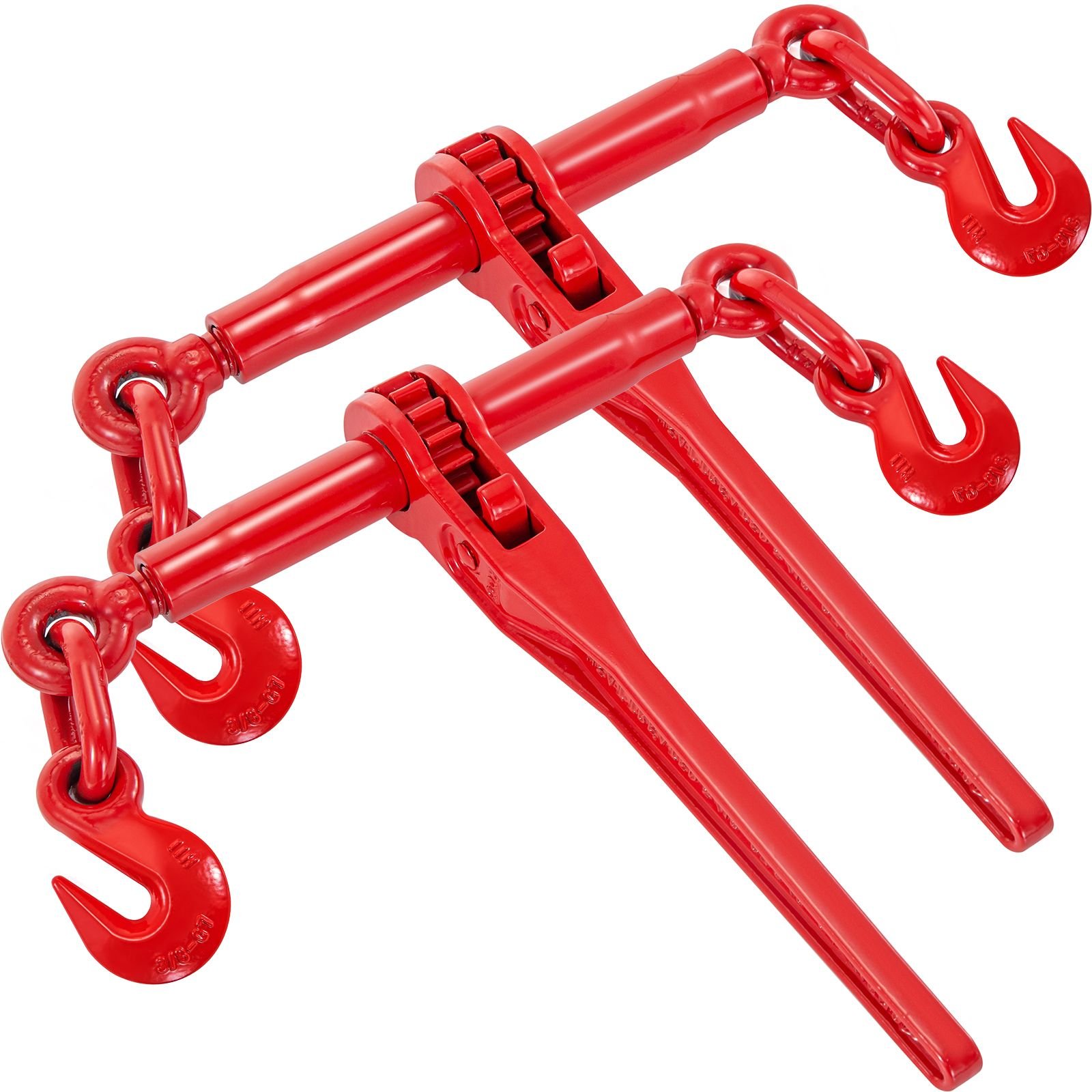 9215lbs 3/8" – 1/2" ratchet binders 9,215 lbs secure working load, g70 hooks and adjustable length, for grade 70 80 chains, tie down, hauling, towing, 2 pack, red