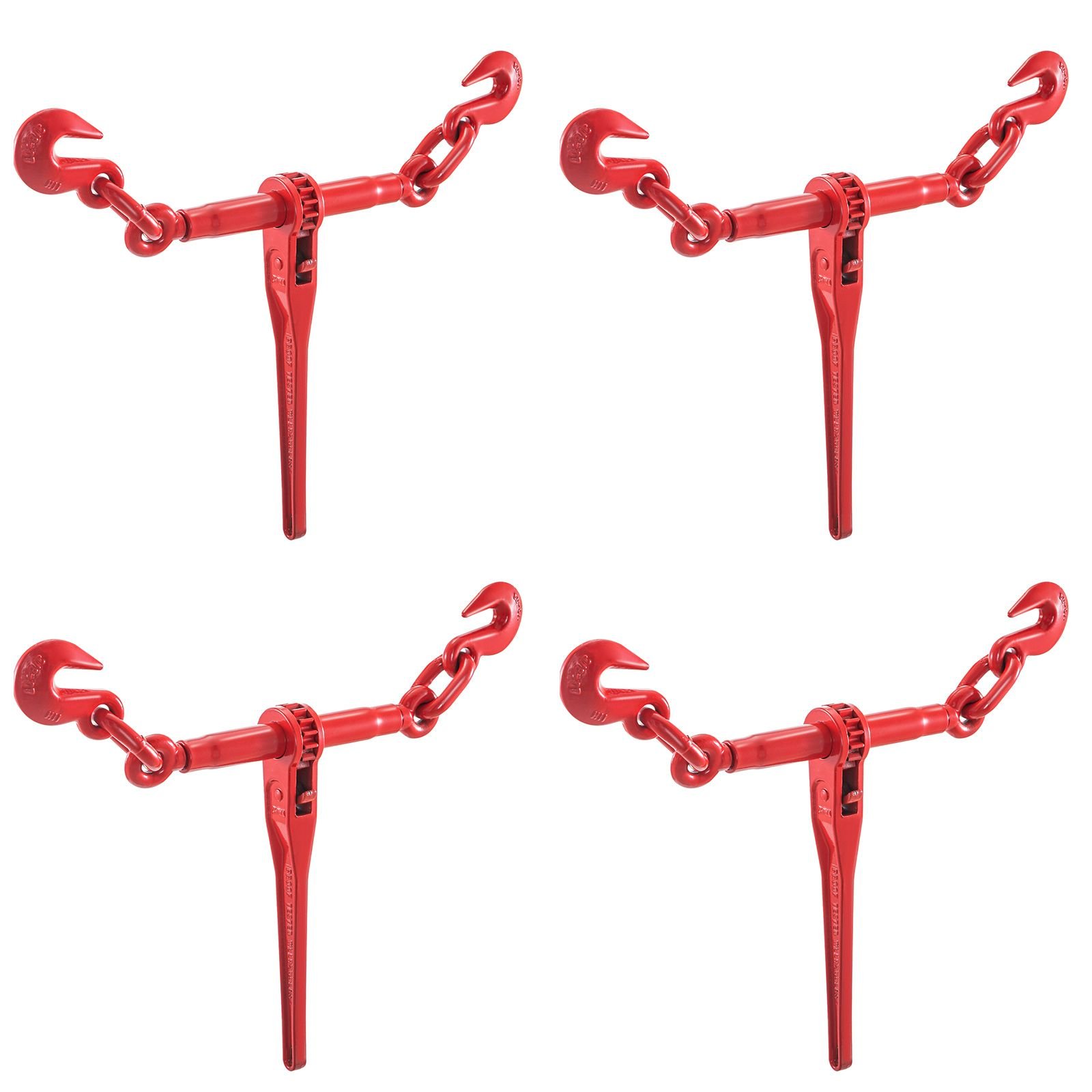 9215lbs 3/8" – 1/2" ratchet binders 9,215 lbs secure working load, g70 hooks and adjustable length, for grade 70 80 chains, tie down, hauling, towing, 4 pack, red