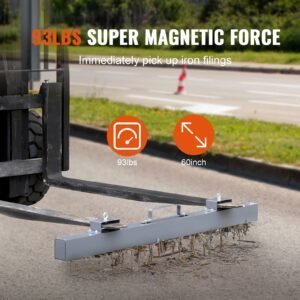 93 lbs hanging magnetic sweeper pickup tool, nail hang type magnetic forklift sweeper, industrial grade magnets steel material hunting accessories for picking up nails bolts metals iron chips