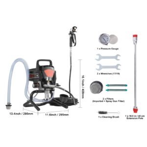 950w stand airless paint sprayer, 3000psi high efficiency electric airless sprayer, handheld paint sprayers for home interior and exterior furniture and fences, fine and even painting effect