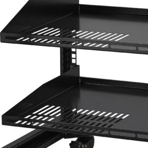 9u open frame server rack, 23'' 40'' adjustable depth, free standing or wall mount network server rack with 360° casters, heavy duty 4 post holds all your networking it equipment av gear router