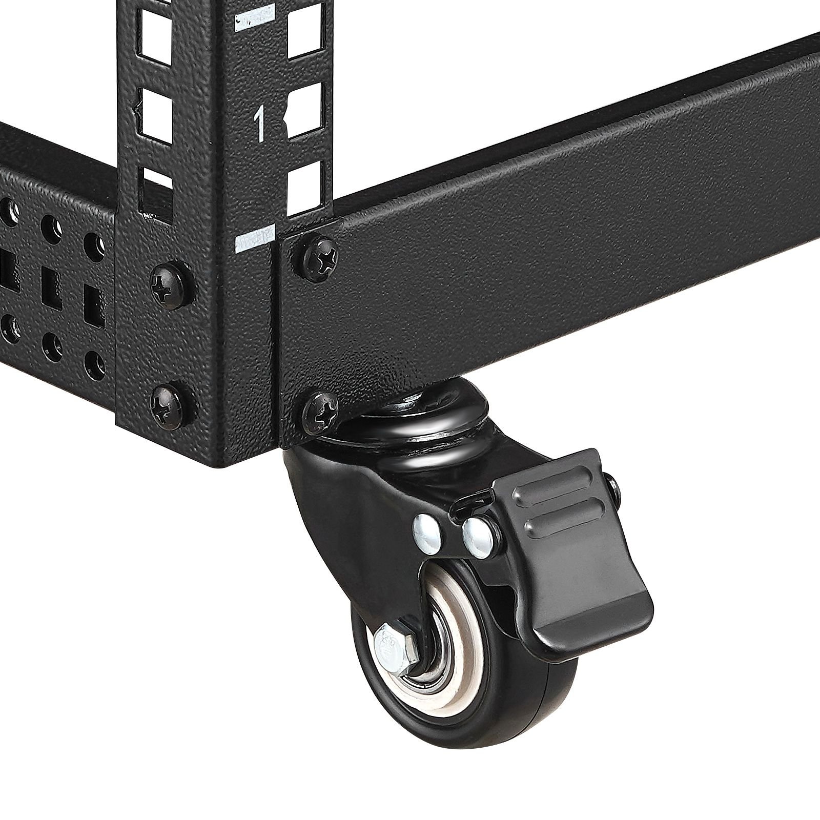9u open frame server rack, 23'' 40'' adjustable depth, free standing or wall mount network server rack with 360° casters, heavy duty 4 post holds all your networking it equipment av gear router