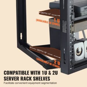 9u wall mount rack, 150 lbs/68.04 kg max load capacity, open frame server network rack with cage nuts screws, carbon steel 20.9 x 17.7 x 20.5" for 19"/482.6 mm av & server it equipment, black