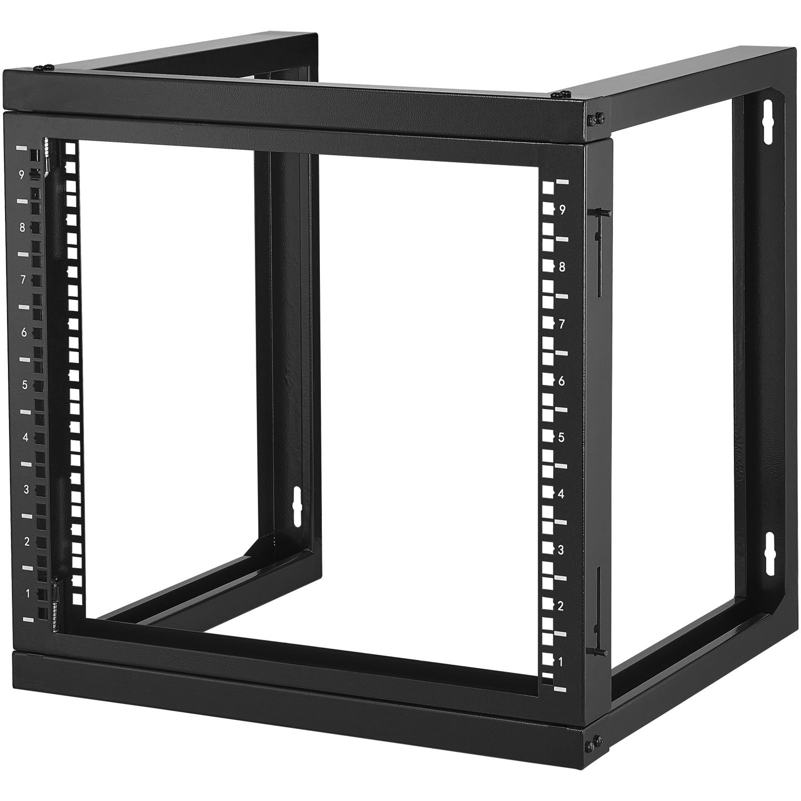 9u wall mount rack, 150 lbs/68.04 kg max load capacity, open frame server network rack with cage nuts screws, carbon steel 20.9 x 17.7 x 20.5" for 19"/482.6 mm av & server it equipment, black