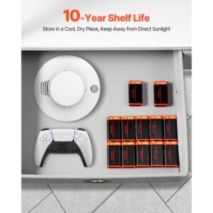 9v alkaline batteries, 12 pack, 9 volt square battery for smoke detector, 10 year shelf life, long lasting, all purpose, for fire alarm, household office business devices, electronics & audio