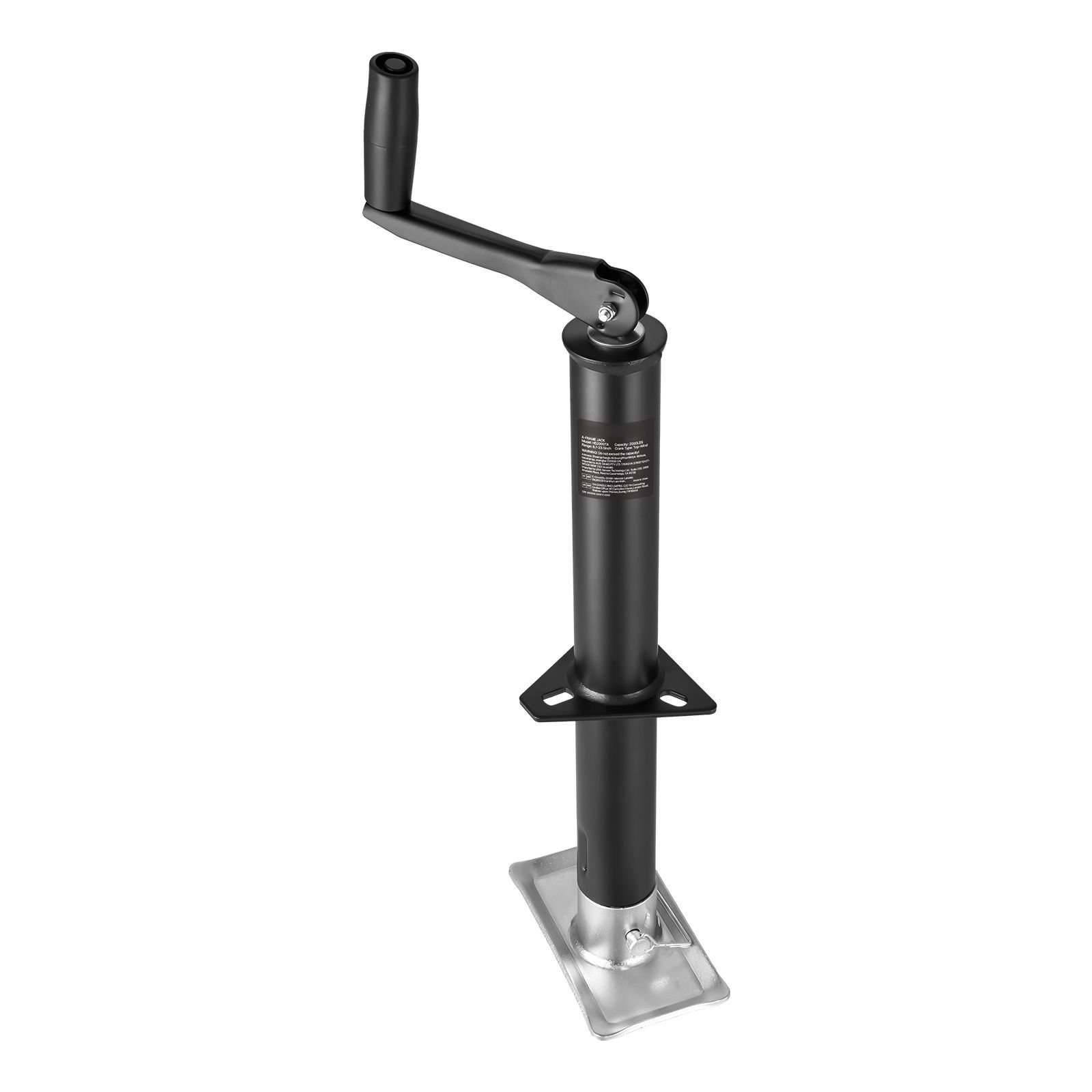a frame trailer jack, 2000 lbs dynamic load capacity, trailer jack stand with handle & rectangular footpad, 15 inch vertical travel, suitable for rv, horse, utility trailers, yacht trailers