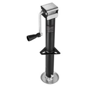a frame trailer jack, 5000 lbs dynamic load capacity, trailer jack stand with handle & rectangular footpad, 15 inch vertical travel, suitable for rv, horse, utility trailers, yacht trailers