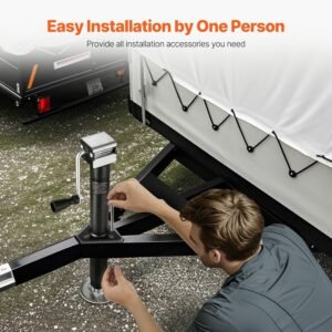 a frame trailer jack, 5000 lbs dynamic load capacity, trailer jack stand with handle & rectangular footpad, 15 inch vertical travel, suitable for rv, horse, utility trailers, yacht trailers