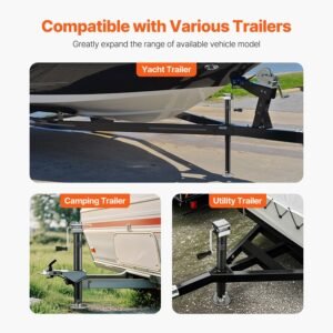 a frame trailer jack, 5000 lbs dynamic load capacity, trailer jack stand with handle & rectangular footpad, 15 inch vertical travel, suitable for rv, horse, utility trailers, yacht trailers