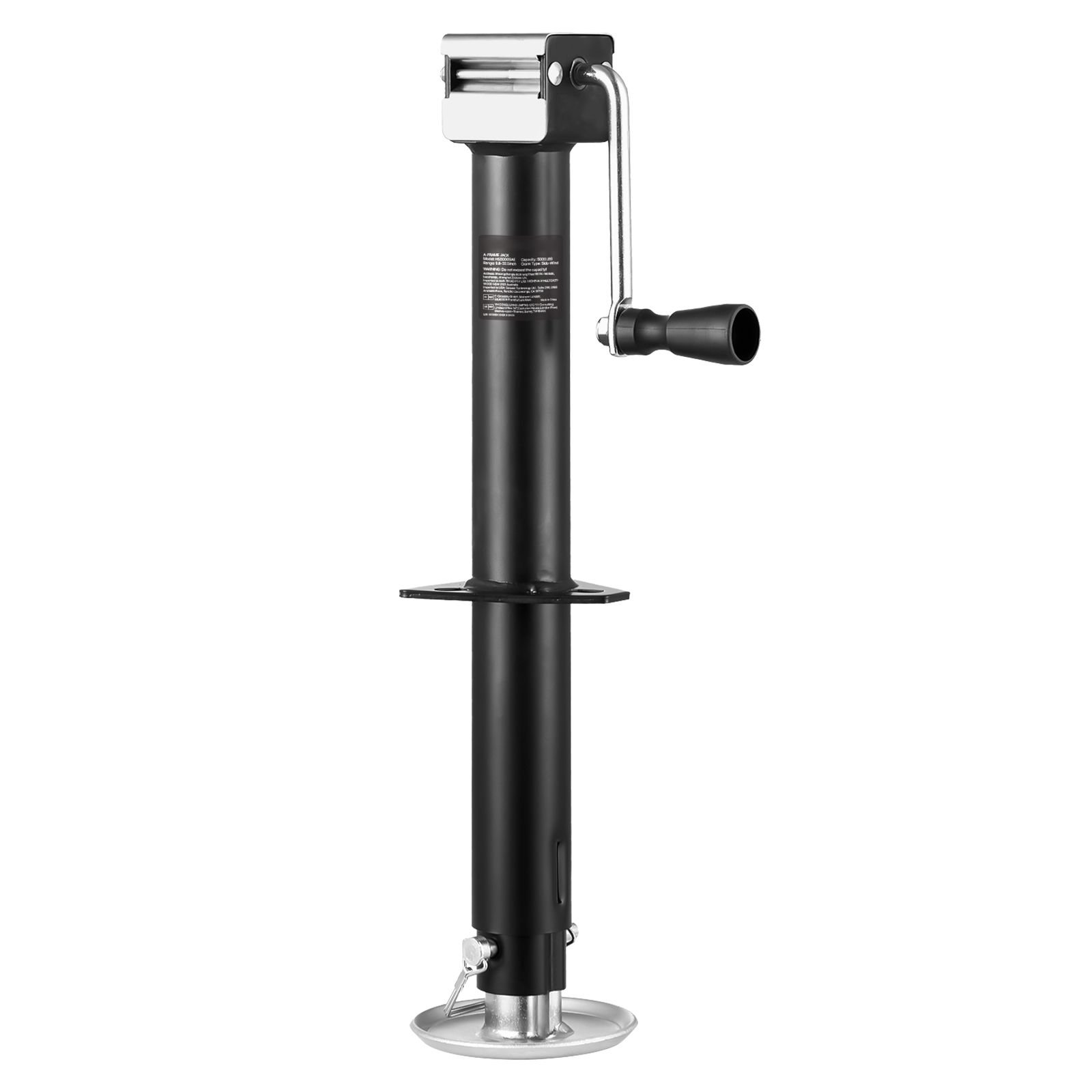 a frame trailer jack, 5000 lbs dynamic load capacity, trailer jack stand with handle & rectangular footpad, 15 inch vertical travel, suitable for rv, horse, utility trailers, yacht trailers