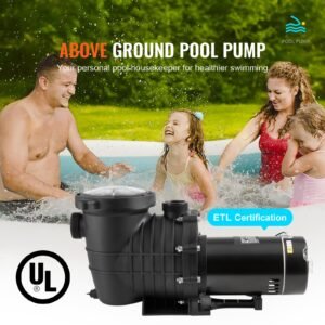 above ground pool pump, 1.5 hp, 100 gpm single speed swimming pool pump, 110v/240v 3450 rpm 50.9 ft max head pool pump with filter basket, for above ground pools hot tubs spas