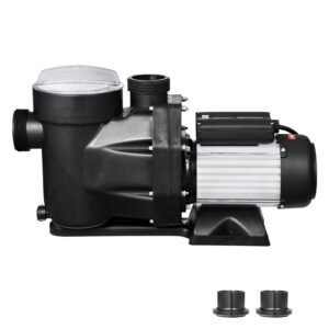 above ground pool pump, 1.5hp, 122 gpm max flow single speed swimming pool pump, 220v 3450 rpm 55 ft max head lift with pp shell strainer basket, 122 fahrenheit max water temp, no plug