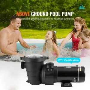 above ground pool pump, 1hp, 80 gpm max. flow single speed swimming pool pump, 120v 3450 rpm 36 ft max. head lift pool pump with filter basket, for above ground pools hot tubs spas