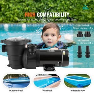 above ground pool pump, 1hp, 80 gpm max. flow single speed swimming pool pump, 120v 3450 rpm 36 ft max. head lift pool pump with filter basket, for above ground pools hot tubs spas