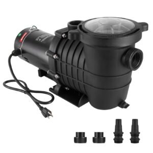 above ground pool pump, 2 hp, 110 gpm max flow single speed swimming pool pump, 110v/240v 3450 rpm 59 ft max head pool pump with filter basket, for above ground pools hot tubs spas