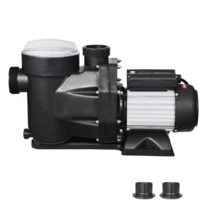 Above Ground Pool Pump, 2 HP, 135 GPM Max Flow Single Speed Swimming Pool Pump, 220V 3450 RPM 61 ft Max Head Lift with PP Shell Strainer Basket, 122 Fahrenheit Max Water Temp, No Plug