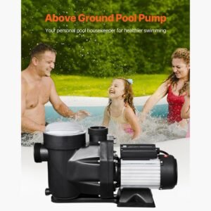 Above Ground Pool Pump, 2.5 HP, 148 GPM Max Flow Single Speed Swimming Pool Pump, 220V 3450 RPM 62 ft Max Head Lift with PP Shell Strainer Basket, 122 Fahrenheit Max Water Temperature