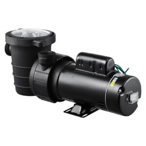 above ground pool pump, 2hp/0.44hp, dual speed swimming pool pump, high 118 gpm 56 ft lift, low 57 gpm 14 ft lift, 110v 3450 rpm with strainer basket, 122 fahrenheit max water temp