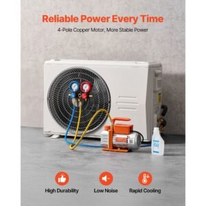 ac vacuum pump and gauge set, 3.5 cfm 1/4 hp, single stage rotary vane hvac vacuum pump, a/c manifold gauge kit, for r134a r22 r410a r1234yf r32, with carry bag, for auto hvac air conditioning