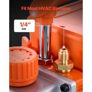 ac vacuum pump and gauge set, 3.5 cfm 1/4 hp, single stage rotary vane hvac vacuum pump, a/c manifold gauge kit, for r134a r22 r410a r1234yf r32, with carry bag, for auto hvac air conditioning