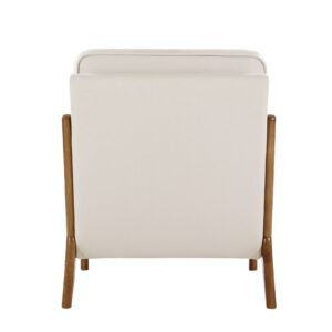 accent chair, mid century modern armchair with solid wood frame and non slip legs, upholstered leisure chair with linen fabric and 5.7 in thickened cushion, for living room, bedroom, office